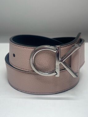 Calvin Klein Blush Belt with Silver CK Buckle Medium